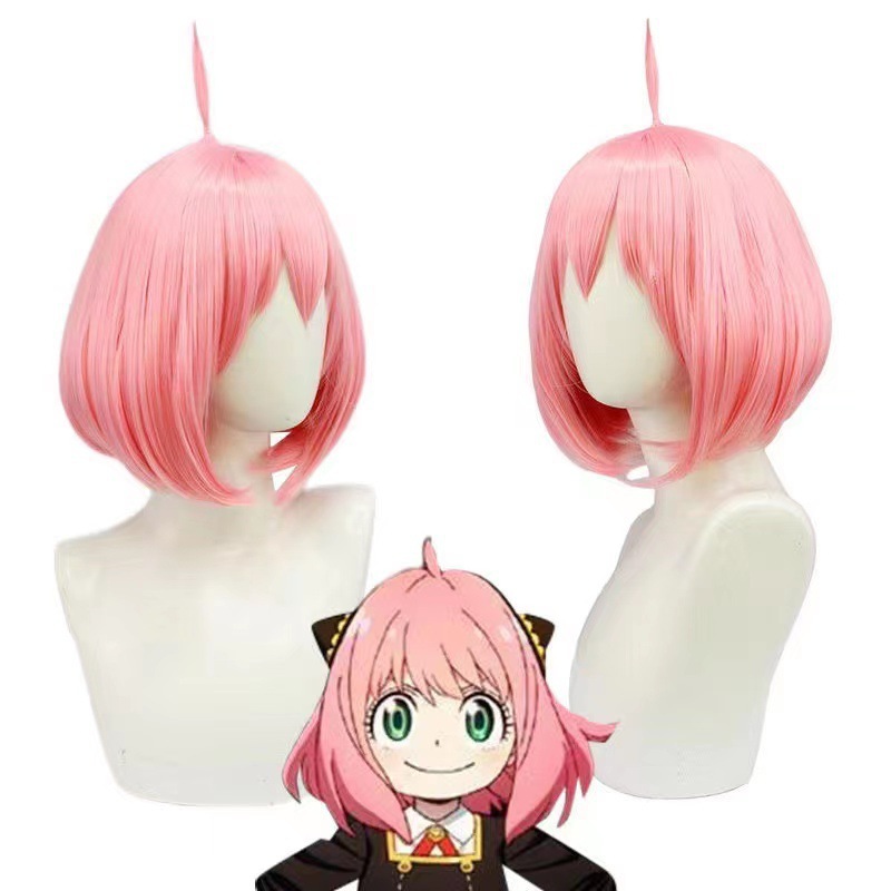 Anime Cosplay Anya - Peruca rosa estilo bob da Anya