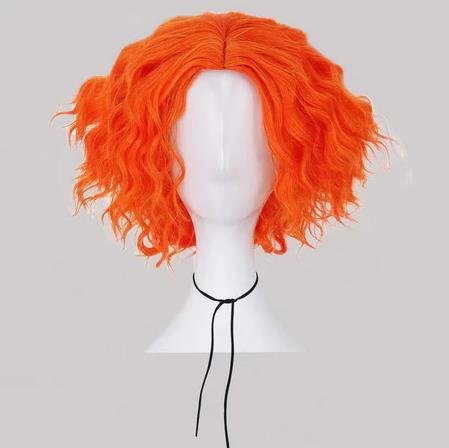 Anime Cosplay Website - Peruca Curta Laranja Cacheada Mad Hatter