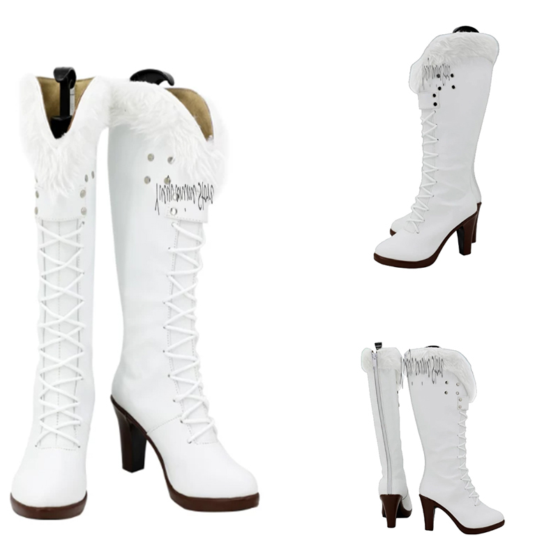 Anime Cosplay Nico Robin - Botas longas brancas para cosplay Nico