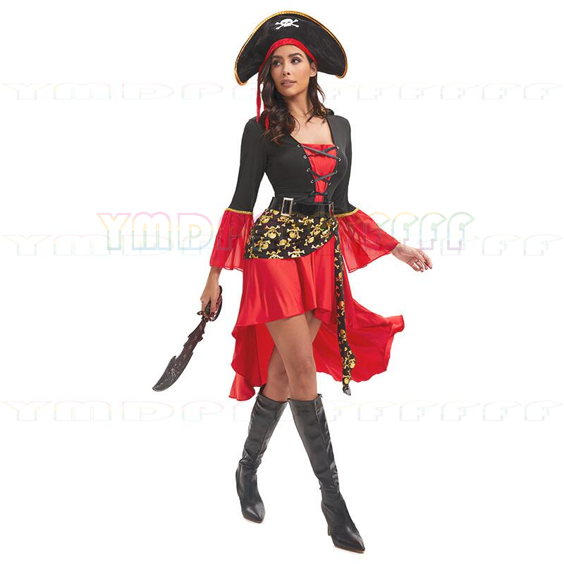 Anime Cosplay Makeup - Fantasia de Pirata Feminina para Halloween,