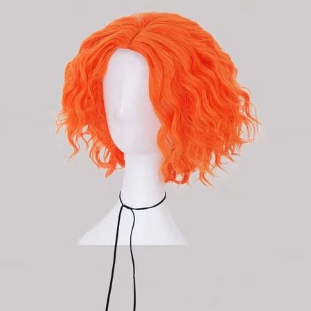 Peruca Curta Laranja Cacheada  - Anime Cosplay Website avaliação e preço