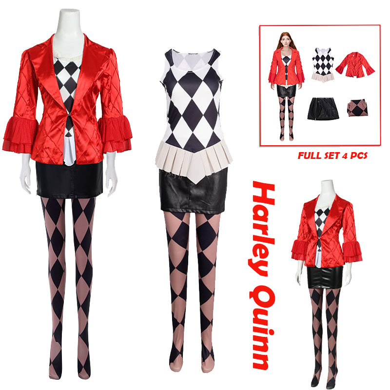 Novo Traje de Cosplay de Anime - Anime Harley Quinn Cosplay avaliação e preço