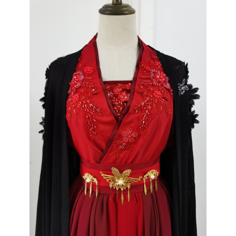 Fantasia Hanfu preta e vermelh - Anime Cosplay Red avaliação e preço