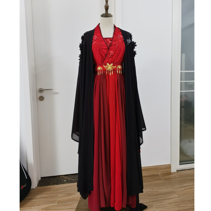 Fantasia Hanfu preta e vermelh - Anime Cosplay Red avaliação e preço