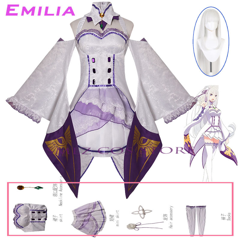 Fantasia de Cosplay Emilia do  - Anime Cosplay Party avaliação e preço