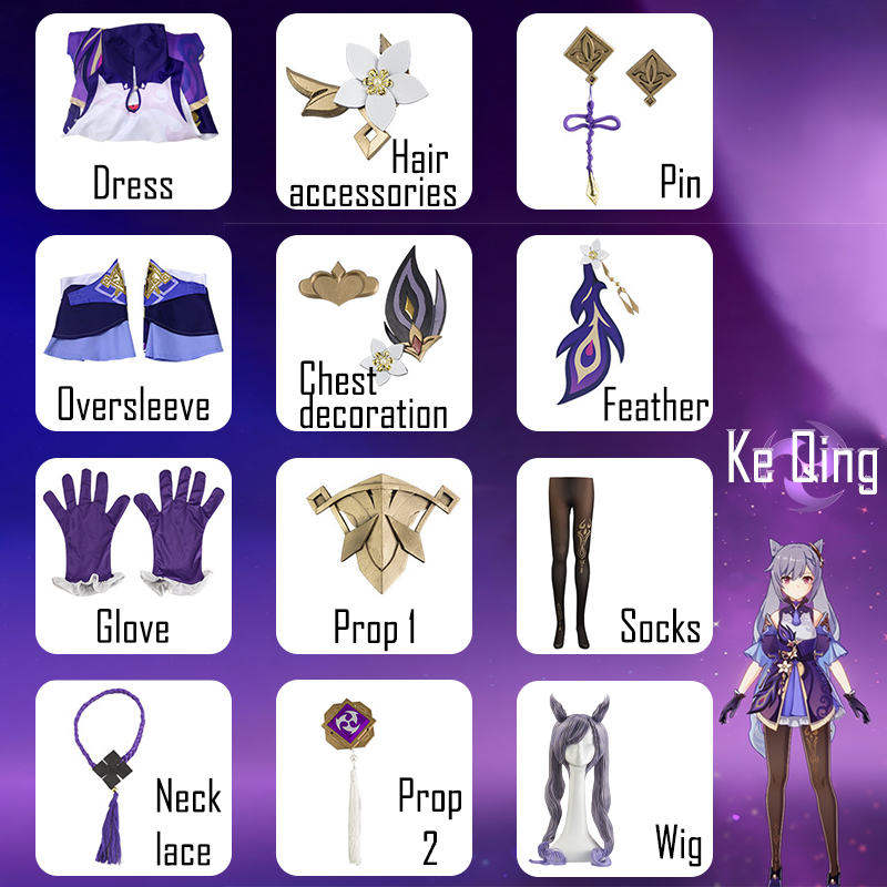 Fantasia de Cosplay Keqing de  - Anime Cosplay In Chinese avaliação e preço