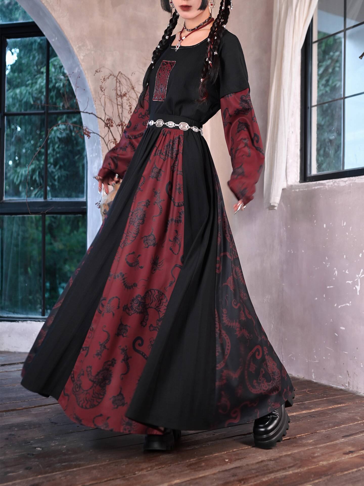 Novo melhorar guofeng saia lon - Anime Cosplay Red avaliação e preço