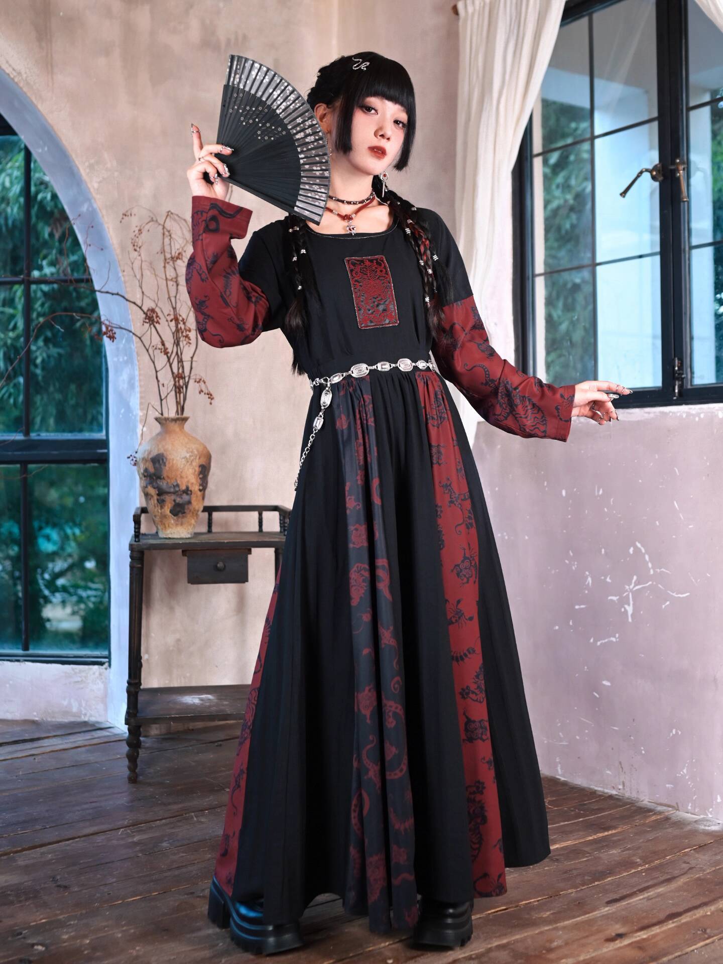 Novo melhorar guofeng saia lon - Anime Cosplay Red avaliação e preço